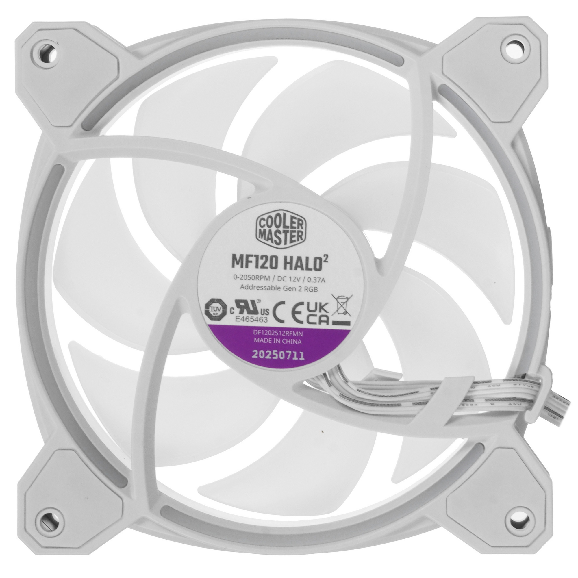 Вентилятор для корпуса Cooler Master MasterFan MF120 Halo2 ARGB 120х120x25 белый 4-pin 27дБ (MFL-B2D