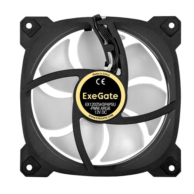 Вентилятор с подсветкой ExeGate EX12025H3P4PPRM-PWM.ARGB (120x120x25, ARGB, Hydraulic bearing (гидро