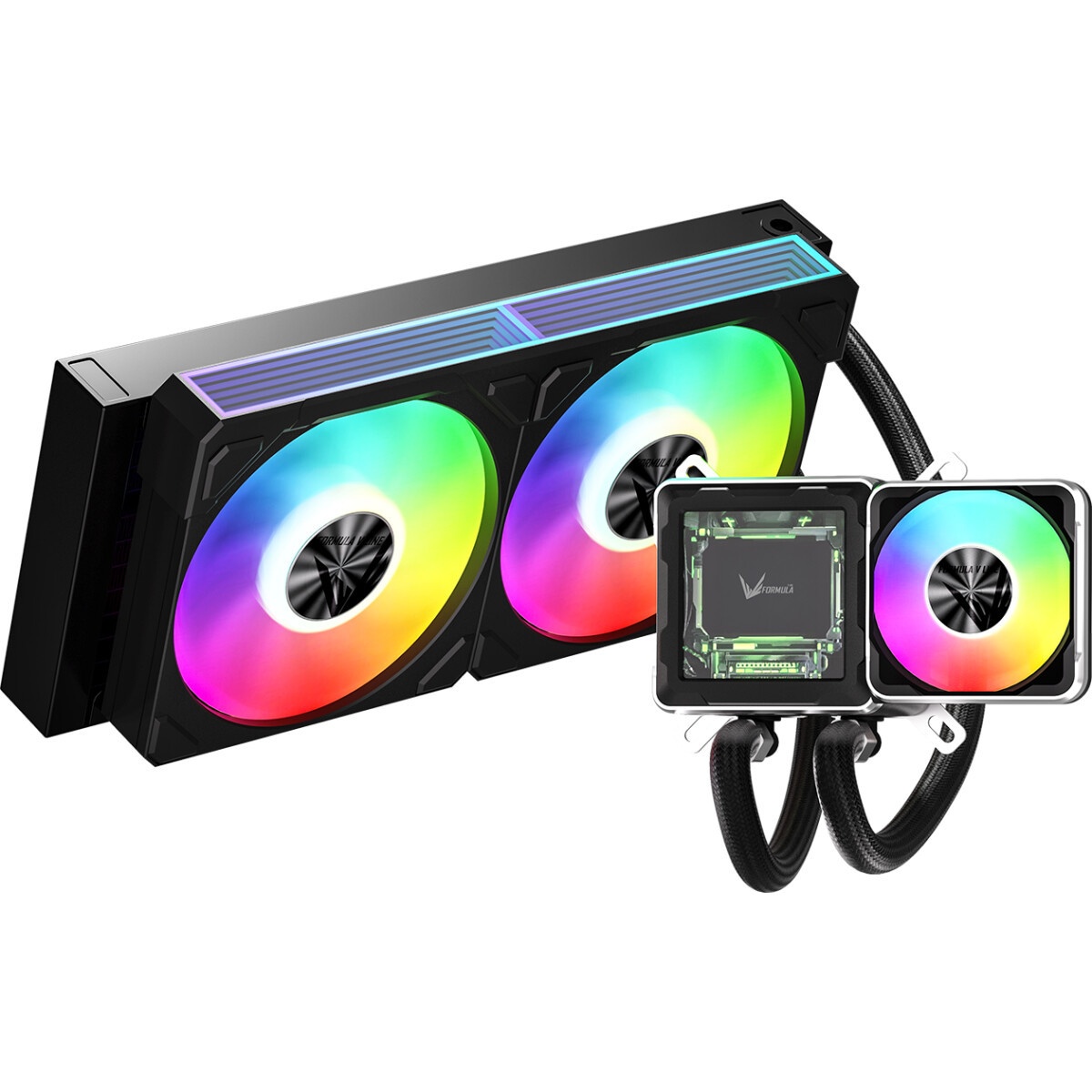 Система жидкостного охлаждения Formula V Line Cryo Wing Digi 240 BK, 240mm, LCD 2.73", 2x120mm, ARGB