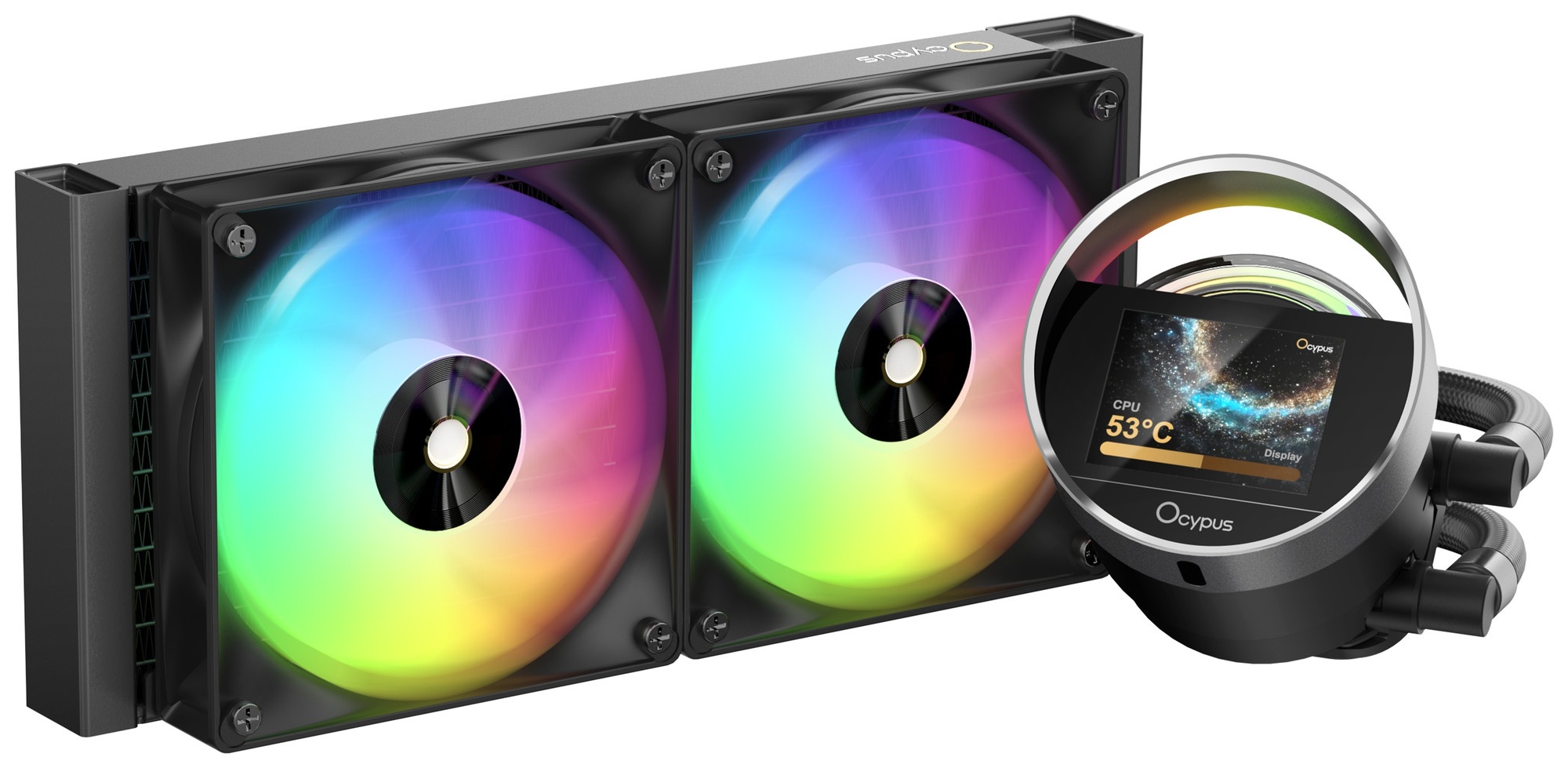 Система охлаждения Ocypus Sigma L24 BK ARGB, 240mm, LCD Pump 2.4", 2x120mm ARGB fans, LGA115X/1200/1