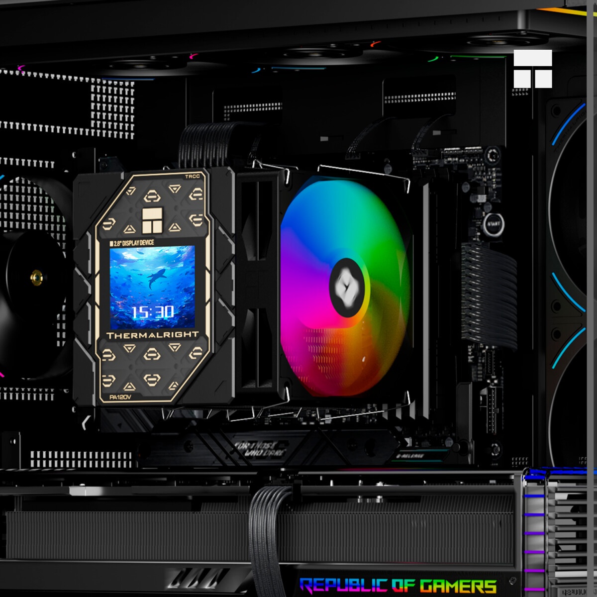 Кулер для процессора Thermalright Phantom Spirit 120 Digital SNOW (4-pin PWM, LED temp., 160mm, Ni/C