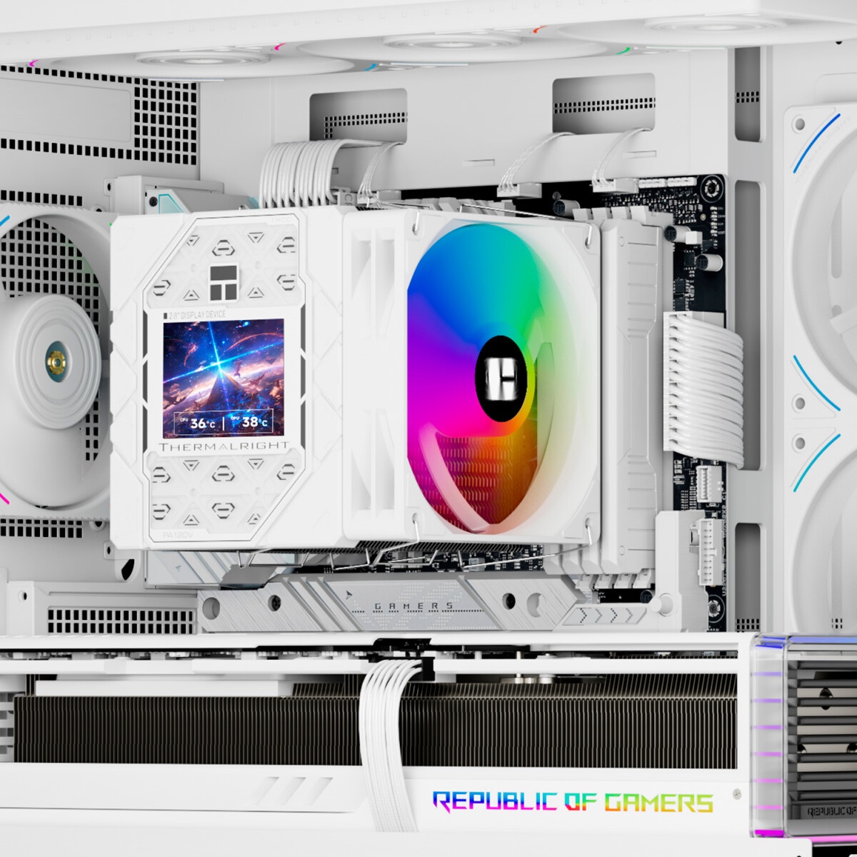 Кулер для процессора Thermalright Phantom Spirit 120 Digital SNOW (4-pin PWM, LED temp., 160mm, Ni/C