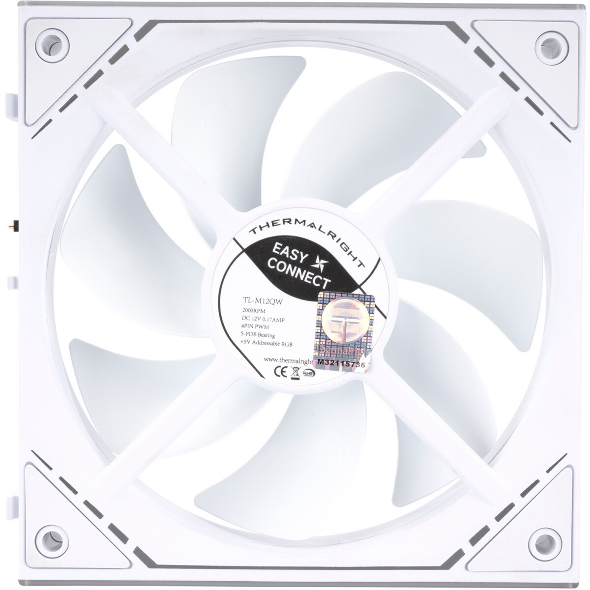 Кулер для корпуса Thermalright TL-S12RW Reverse (120x120x25mm, 4-pin PWM, ARGB, 47.6CFM, 23.2dBA, 15