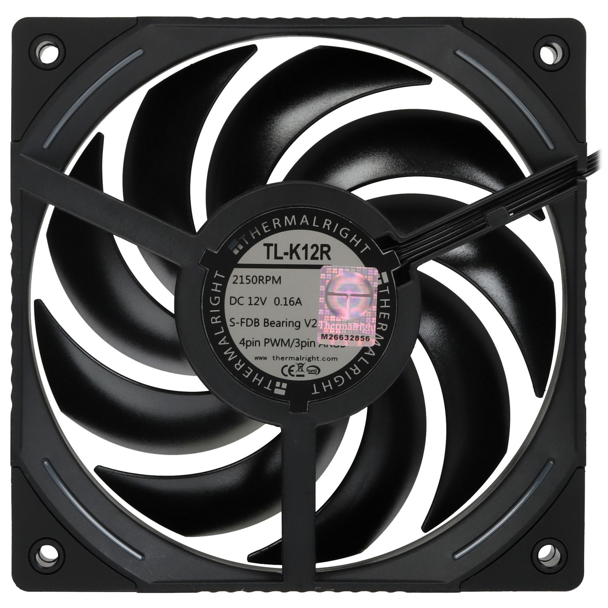 Кулер для корпуса Thermalright TL-K12R Reverse (120x120x25mm, 4-pin PWM, ARGB, 69CFM, 27dBA, 2150RPM