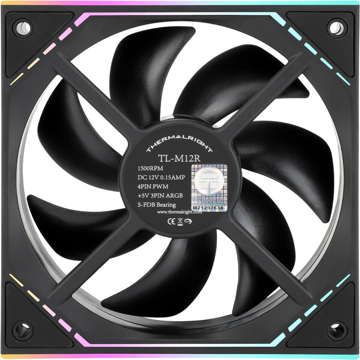 Кулер для корпуса Thermalright TL-M12R Reverse (124x120x25mm, 4-pin PWM, ARGB, 42.6CFM, 23.2dBA, 150