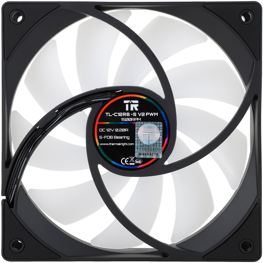Кулер для корпуса Thermalright TL-M12R-S Reverse (124x120x25mm, 4-pin PWM, ARGB, 34.43CFM, 23.2dBA,
