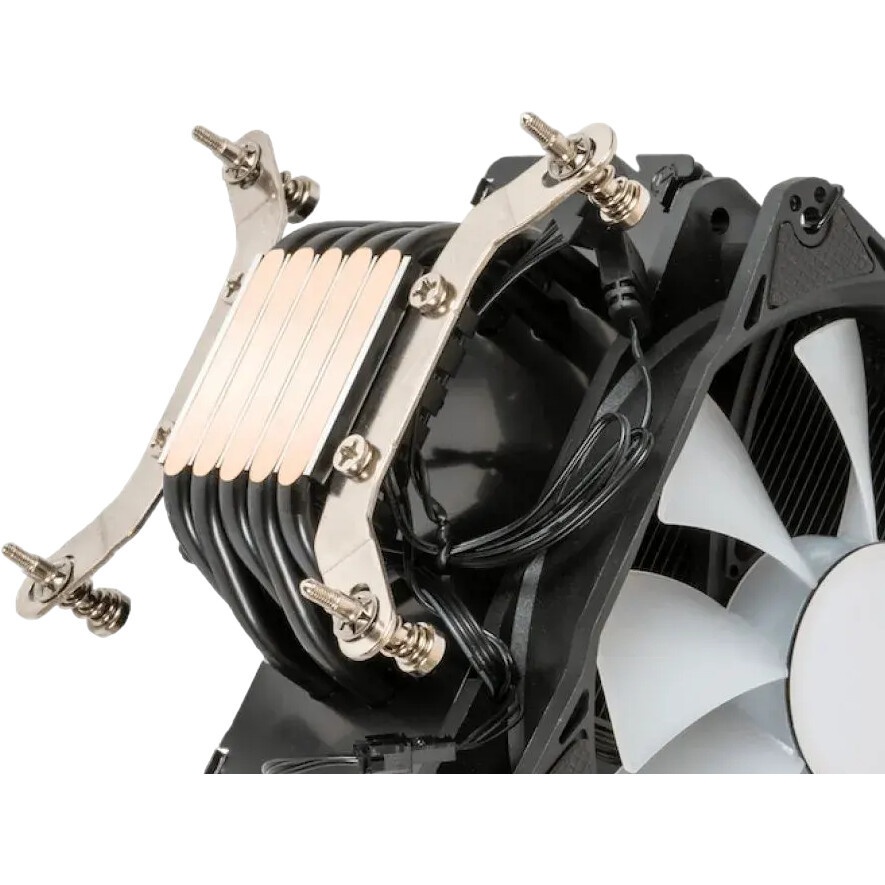 Кулер для процессора Eurocase 4PI120ARGB черный, 120 мм, алюминий/медь, 1800 об/мин, 36 дБ, 4 pin, 1