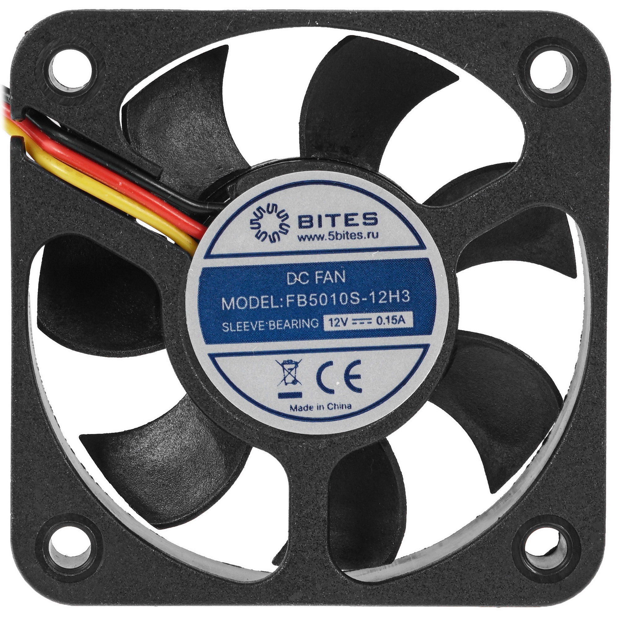 Вентилятор для корпуса 5bites FB5010S-12H3 черный, пластик, 50мм, 5500rpm, 28db, 3-pin