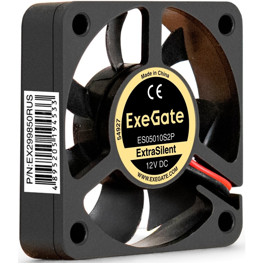 Вентилятор 12В DC ExeGate EX05010H2P (50x50x10 мм, Hydraulic bearing (гидродинамический), 2pin, 5000
