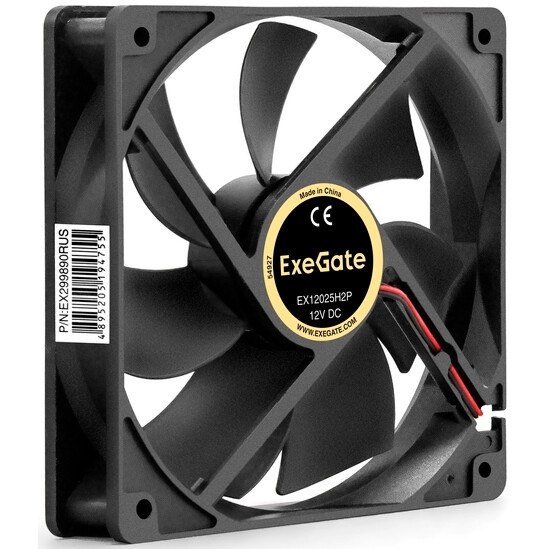 Вентилятор 12В DC ExeGate ExtraPower EP12025B2P (120x120x25 мм, 2-Ball (двойной шарикоподшипник), 2p