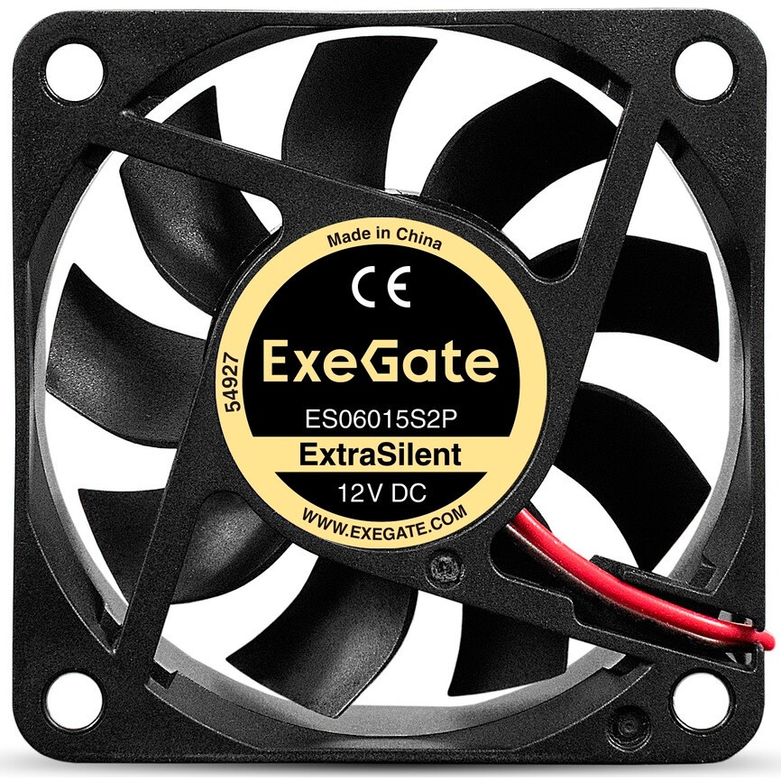 Вентилятор 12В DC ExeGate ExtraSilent ES06015S2P (60x60x15 мм, Sleeve bearing (подшипник скольжения)
