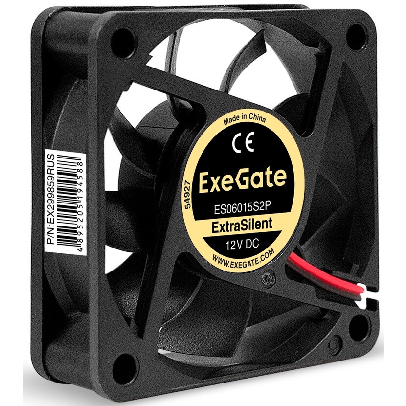 Вентилятор 12В DC ExeGate ExtraSilent ES06015S2P (60x60x15 мм, Sleeve bearing (подшипник скольжения)