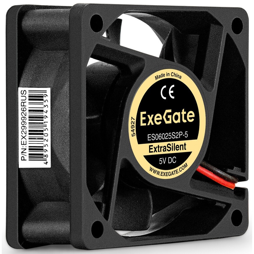 Вентилятор 12В DC ExeGate ExtraSilent ES06025S2P (60x60x25 мм, Sleeve bearing (подшипник скольжения)
