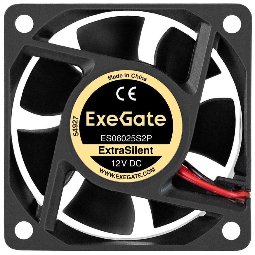 Вентилятор 12В DC ExeGate ExtraSilent ES06025S2P (60x60x25 мм, Sleeve bearing (подшипник скольжения)