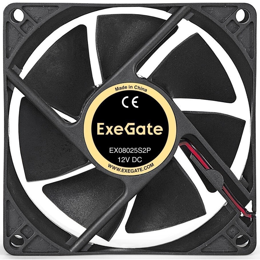 Вентилятор 12В DC ExeGate ExtraSilent ES08025H2P (80x80x25 мм, Hydraulic bearing (гидродинамический)