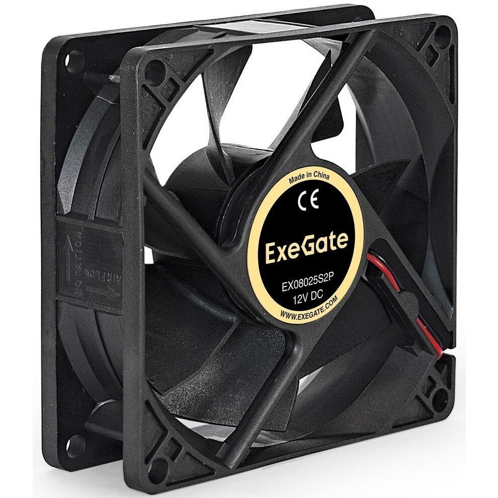 Вентилятор 12В DC ExeGate ExtraSilent ES08025H2P (80x80x25 мм, Hydraulic bearing (гидродинамический)