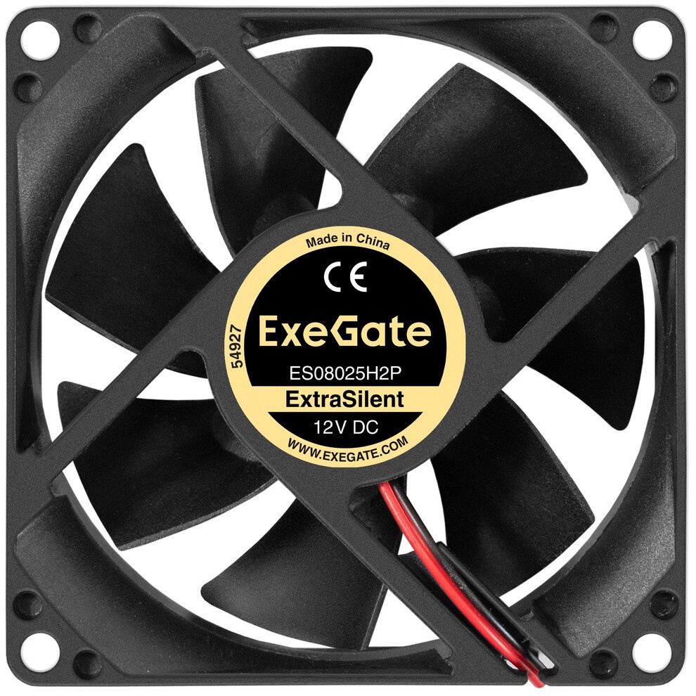 Вентилятор 12В DC ExeGate ExtraSilent ES08025S2P (80x80x25 мм, Sleeve bearing (подшипник скольжения)
