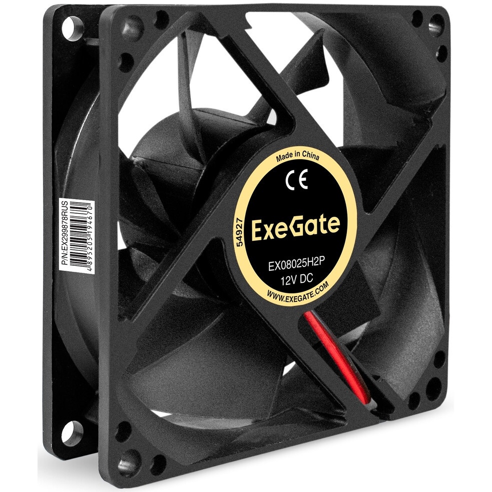 Вентилятор 12В DC ExeGate ExtraSilent ES08025S2P (80x80x25 мм, Sleeve bearing (подшипник скольжения)