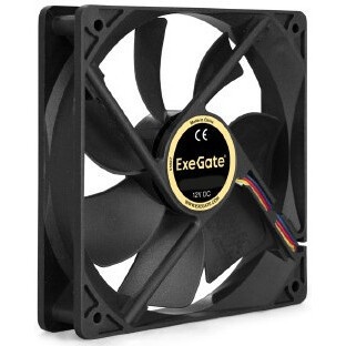 Вентилятор 12В DC ExeGate ExtraSilent ES12025B2P (120x120x25 мм, 2-Ball (двойной шарикоподшипник), 2
