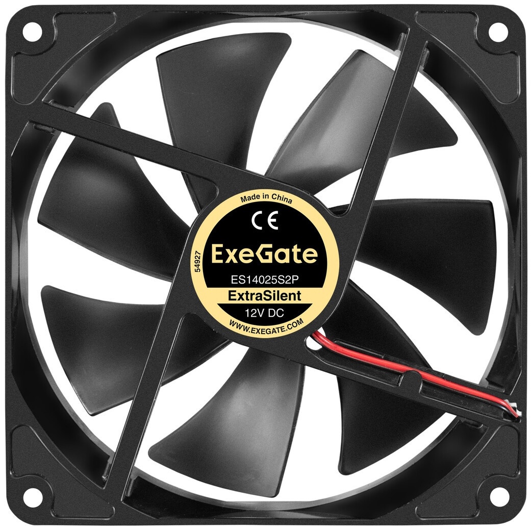 Вентилятор 12В DC ExeGate ExtraSilent ES14025B2P (140x140x25 мм, 2-Ball (двойной шарикоподшипник), 2