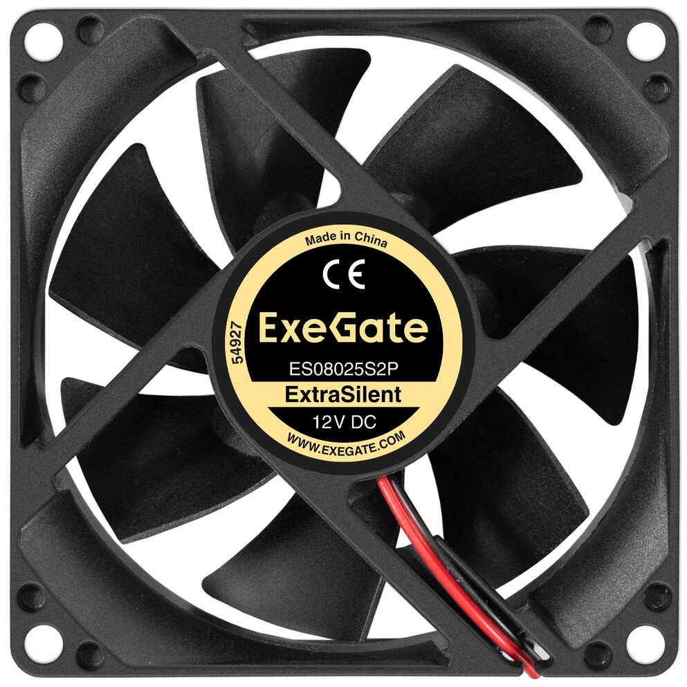 Вентилятор 24В DC ExeGate EX08015B2P-24 (80x80x15 мм, 2-Ball (двойной шарикоподшипник), 2pin, 2550RP