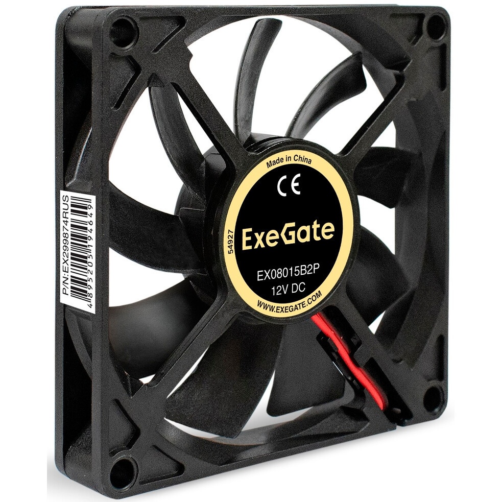 Вентилятор 24В DC ExeGate EX08015B2P-24 (80x80x15 мм, 2-Ball (двойной шарикоподшипник), 2pin, 2550RP