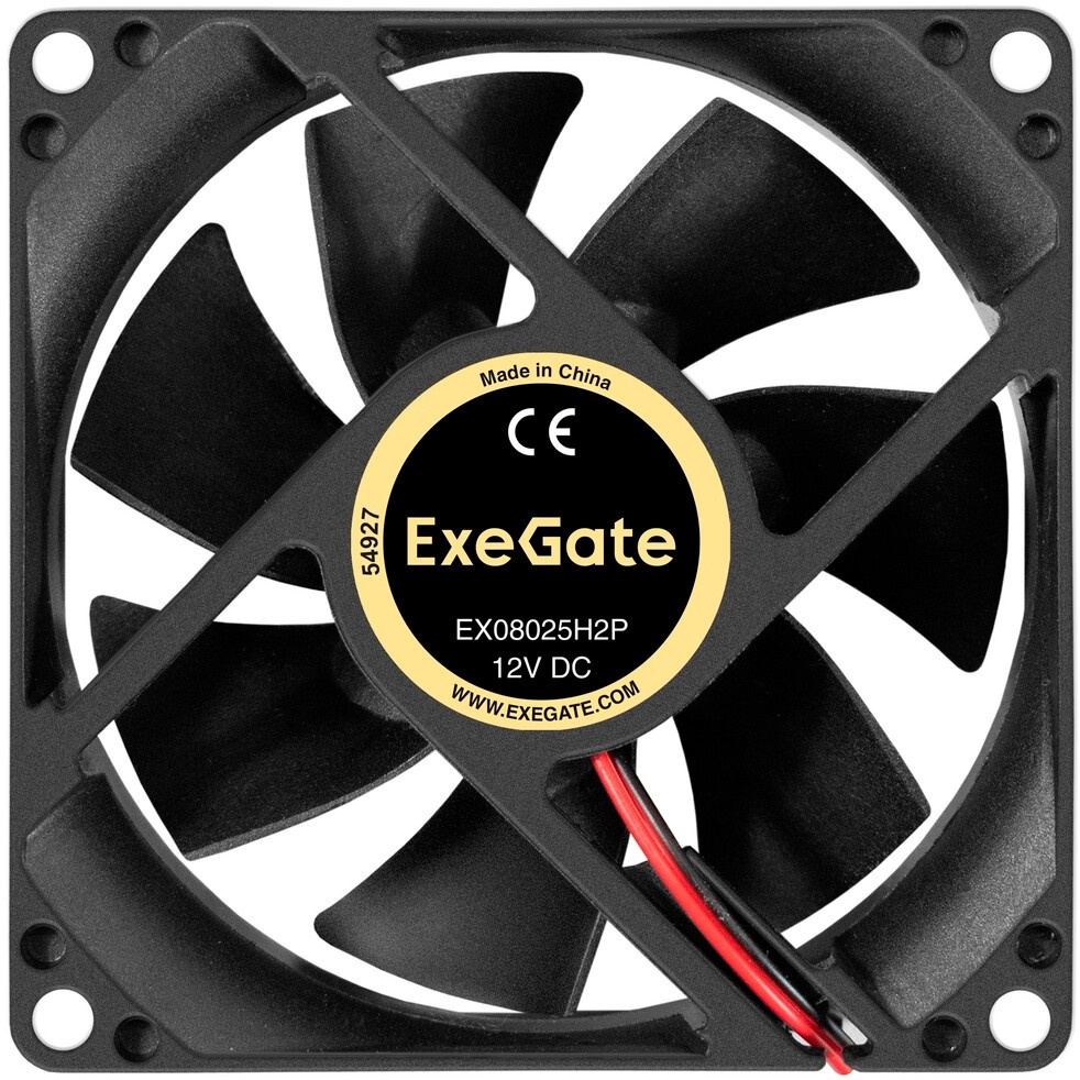 Вентилятор 24В DC ExeGate EX08015B2P-24 (80x80x15 мм, 2-Ball (двойной шарикоподшипник), 2pin, 2550RP