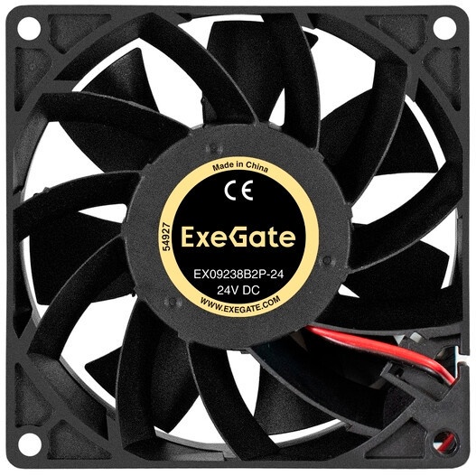 Вентилятор 24В DC ExeGate EX09238B2P-24 (92x92x38 мм, 2-Ball (двойной шарикоподшипник), 2pin, 5000RP