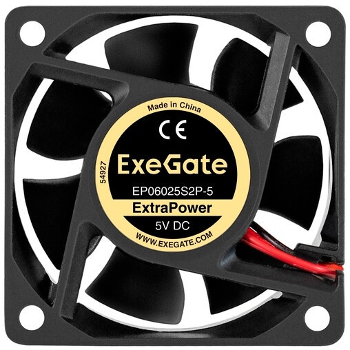 Вентилятор 5В DC ExeGate ExtraSilent ES06025S2P-5 (60x60x25 мм, Sleeve bearing (подшипник скольжения