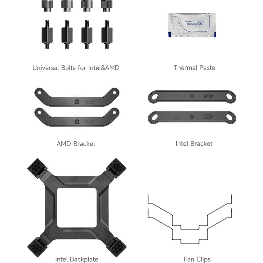 Кулер для процессора PCCooler RT720 TC ARGB WH (270W, 4-pin PWM, 157.5mm, Al/Cu, 7x6mm, ARGB, 2x120m