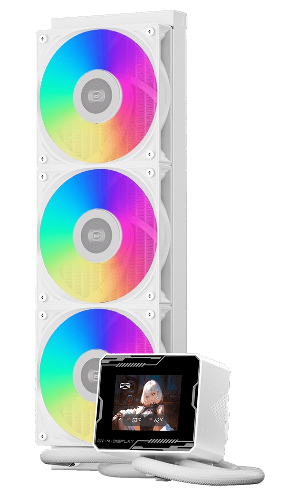 Система водяного охлаждения PcCooler GT360M Display ARGB Soc-AM5/AM4/1200/1700/1851 белый 4-pin 15-3