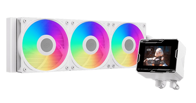 Система водяного охлаждения PcCooler GT360M Display ARGB Soc-AM5/AM4/1200/1700/1851 белый 4-pin 15-3