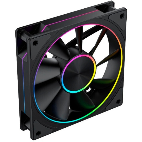 Вентилятор для корпуса Eurocase EU-FN120ARGB2002_8+18 BL YF12023 Black,120 ARGB fan 3pin+AURA 5V3pin