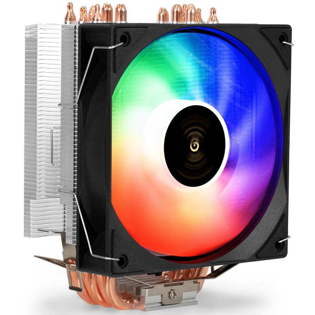 Кулер для процессора ExeGate Dark Magic EXX400V3-PWM.RGB (Al+Cu, черное покрытие, 4 тепл.трубки, LGA