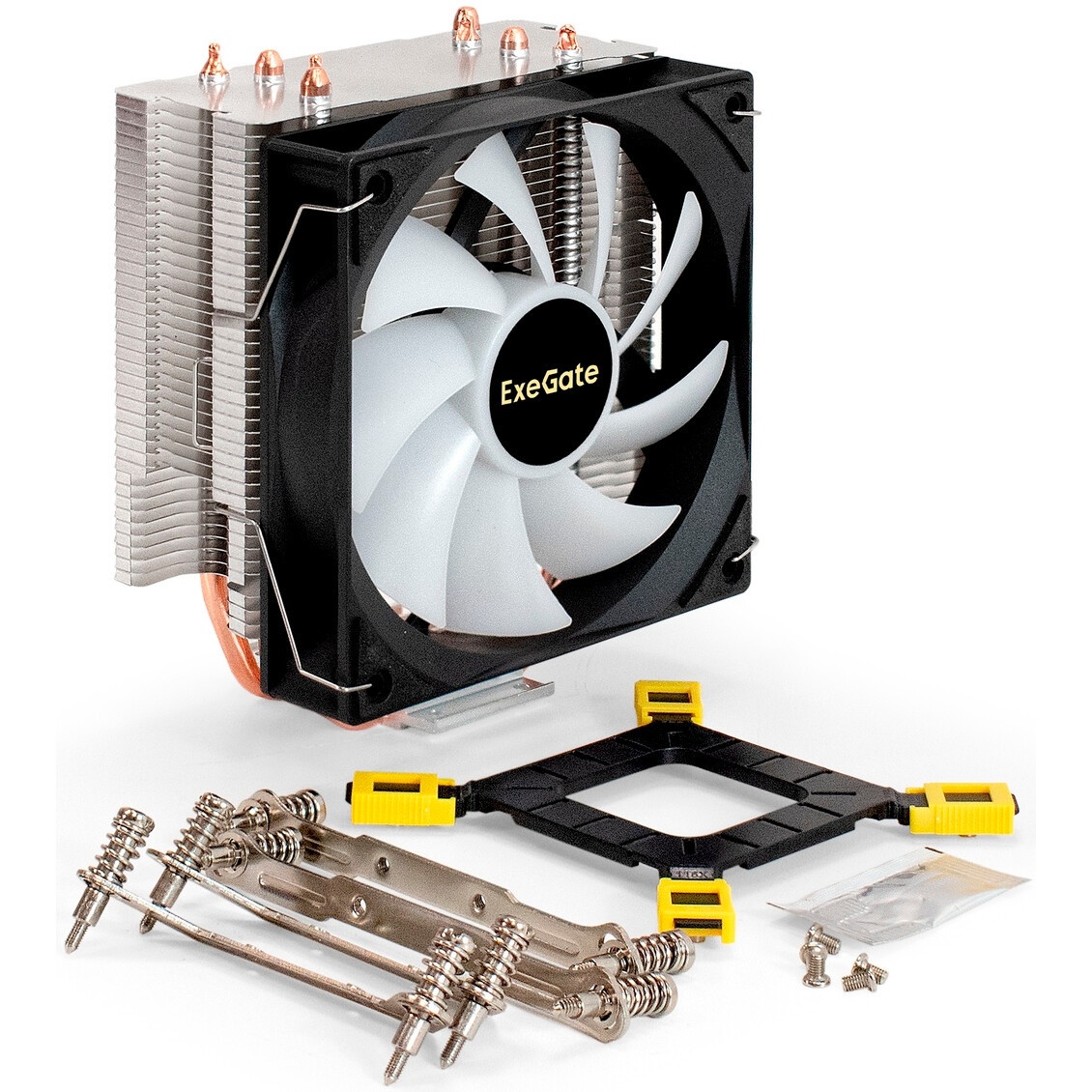 Кулер для процессора ExeGate Dark Magic EXX400V3-PWM.RGB (Al+Cu, черное покрытие, 4 тепл.трубки, LGA