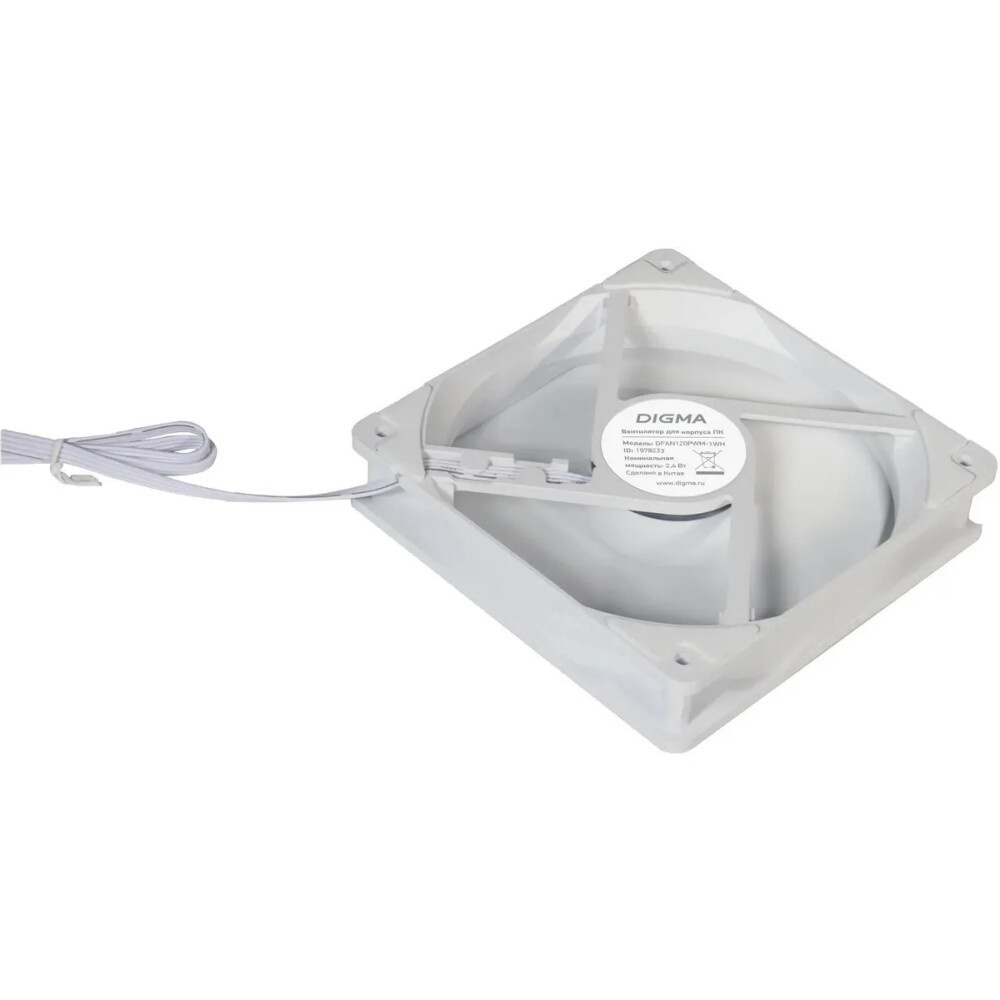 Вентилятор для корпуса Digma DFAN120PWM-1WH белый, 120 мм, 1500 об/мин, 28 дБ, 4 pin