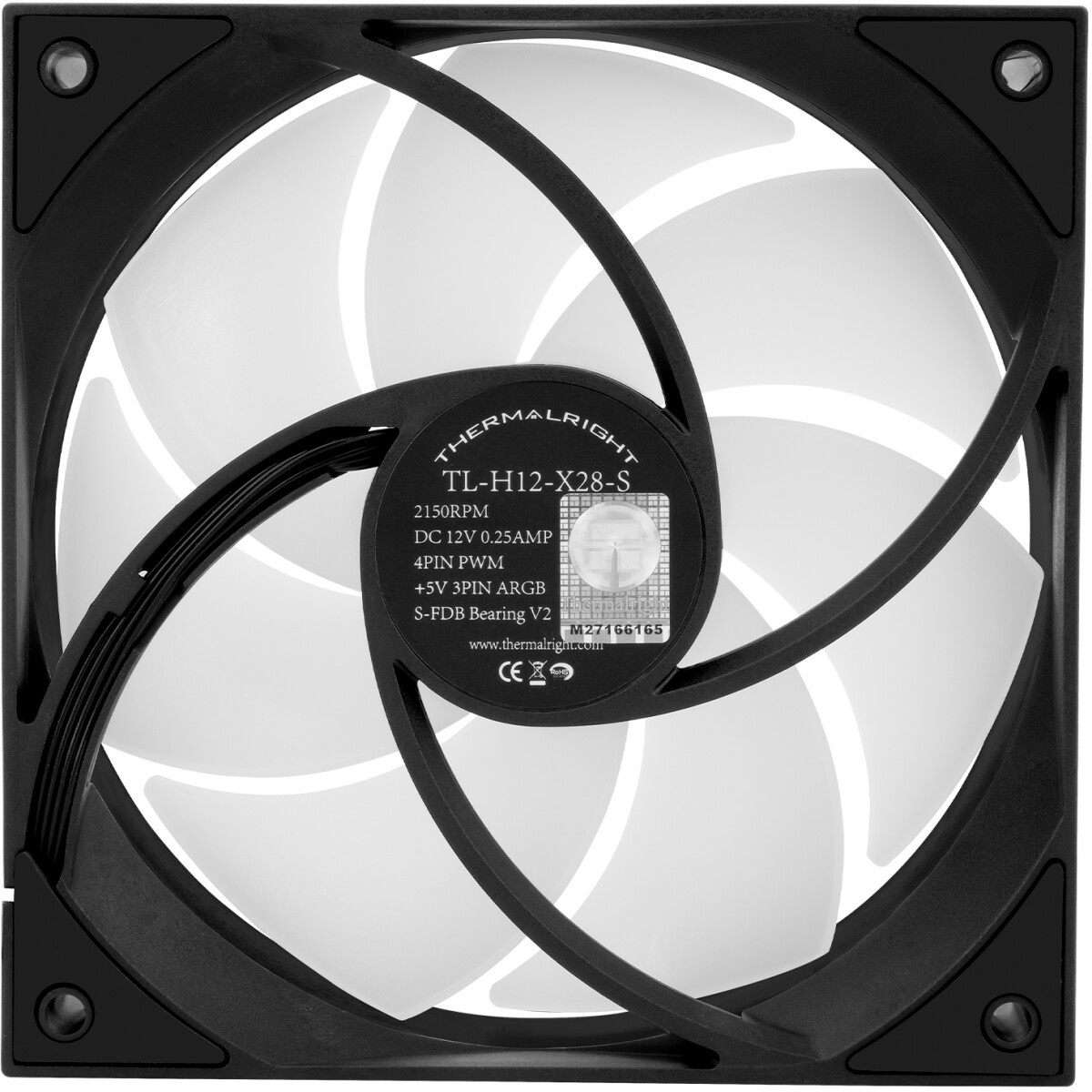 Вентилятор для корпуса Thermalright TL-C12R-S Reverse ARGB 120х120x25 черный 4-pin 25.6дБ Ret