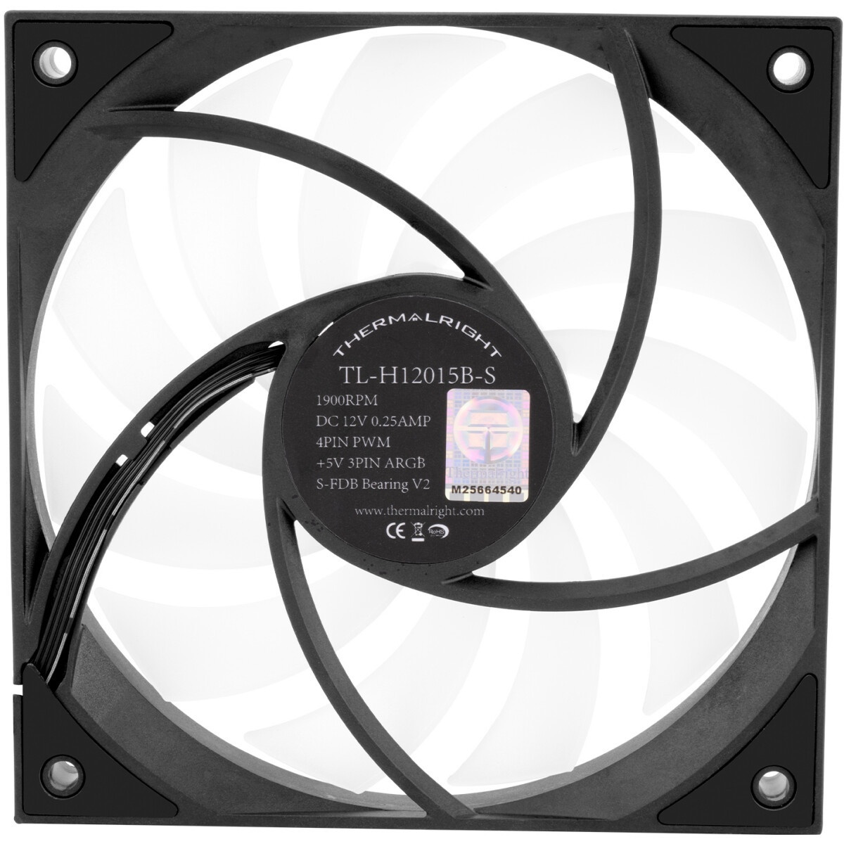 Вентилятор для корпуса Thermalright TL-C12R-S Reverse ARGB 120х120x25 черный 4-pin 25.6дБ Ret