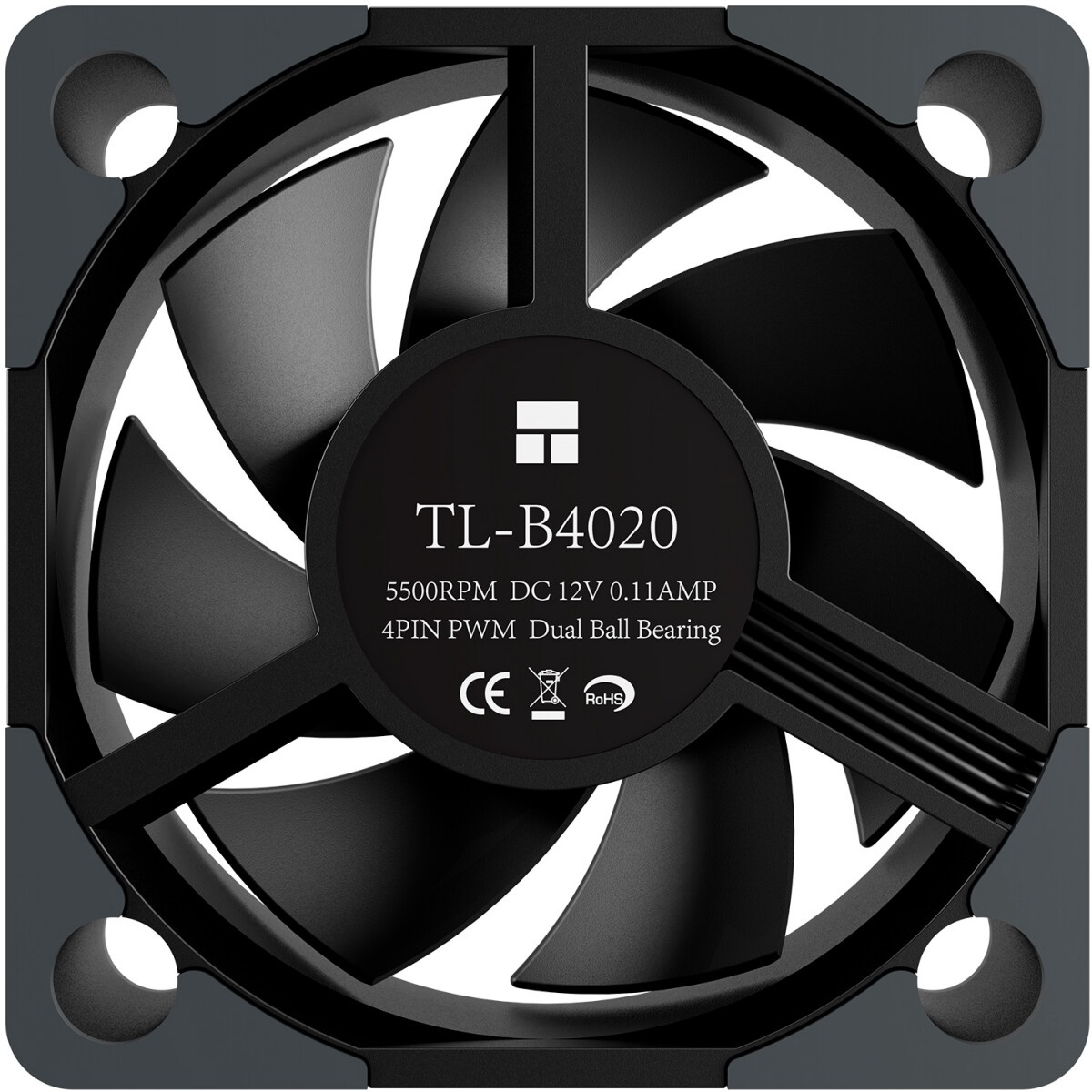 Кулер для корпуса Thermalright TL-B4020W (40x40x20mm, 4-pin PWM, 9.47CFM, 24.3dBA, 5500RPM, White)