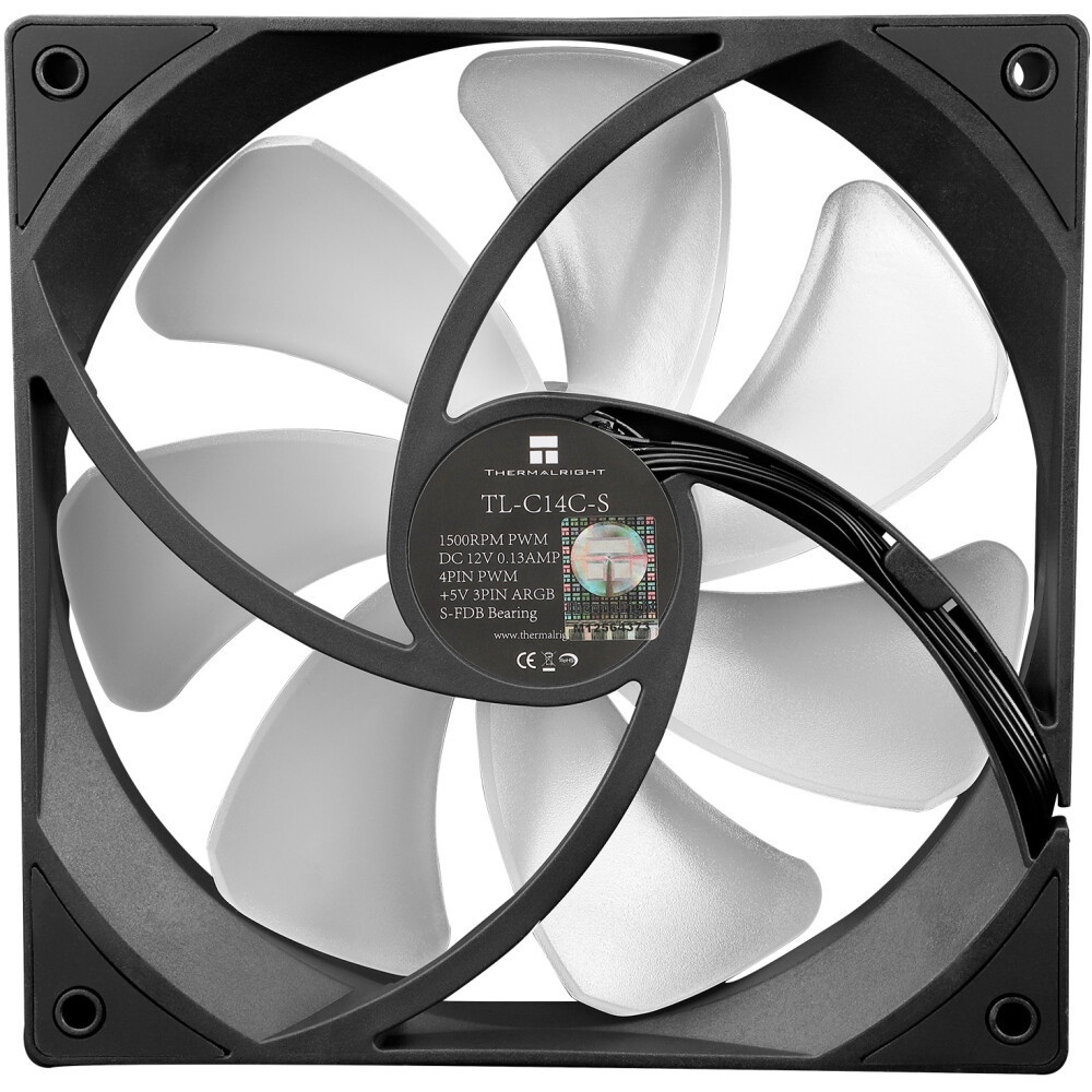 Кулер для корпуса Thermalright TL-M14 (140x144x25mm, 4-pin PWM, ARGB, 88.75CFM, 23.7dBA, 1500RPM, Bl