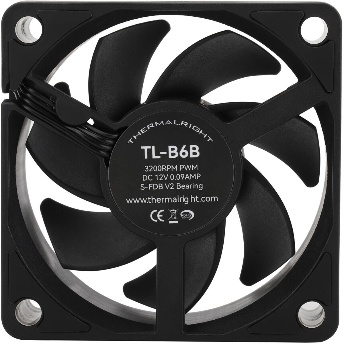 Кулер для корпуса Thermalright TL-B6W (60x60x25mm, 4-pin PWM, 16.17CFM, 20.17dBA, 3200RPM, White)