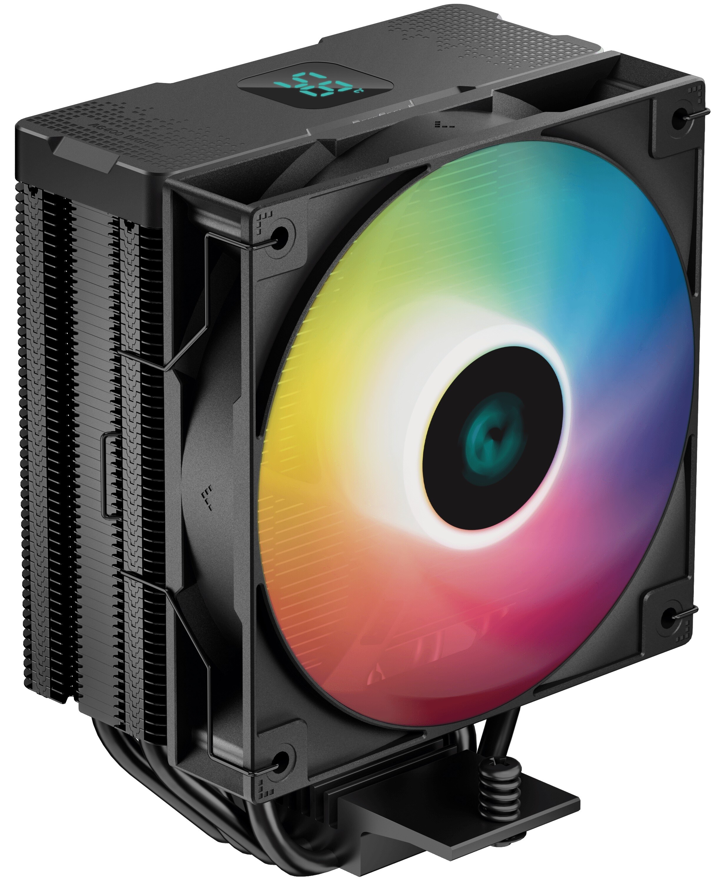 Кулер для процессора DEEPCOOL AG400 DIGITAL BK ARGB черный, 120 мм, алюминий/медь, 2100 об/мин, 31.6