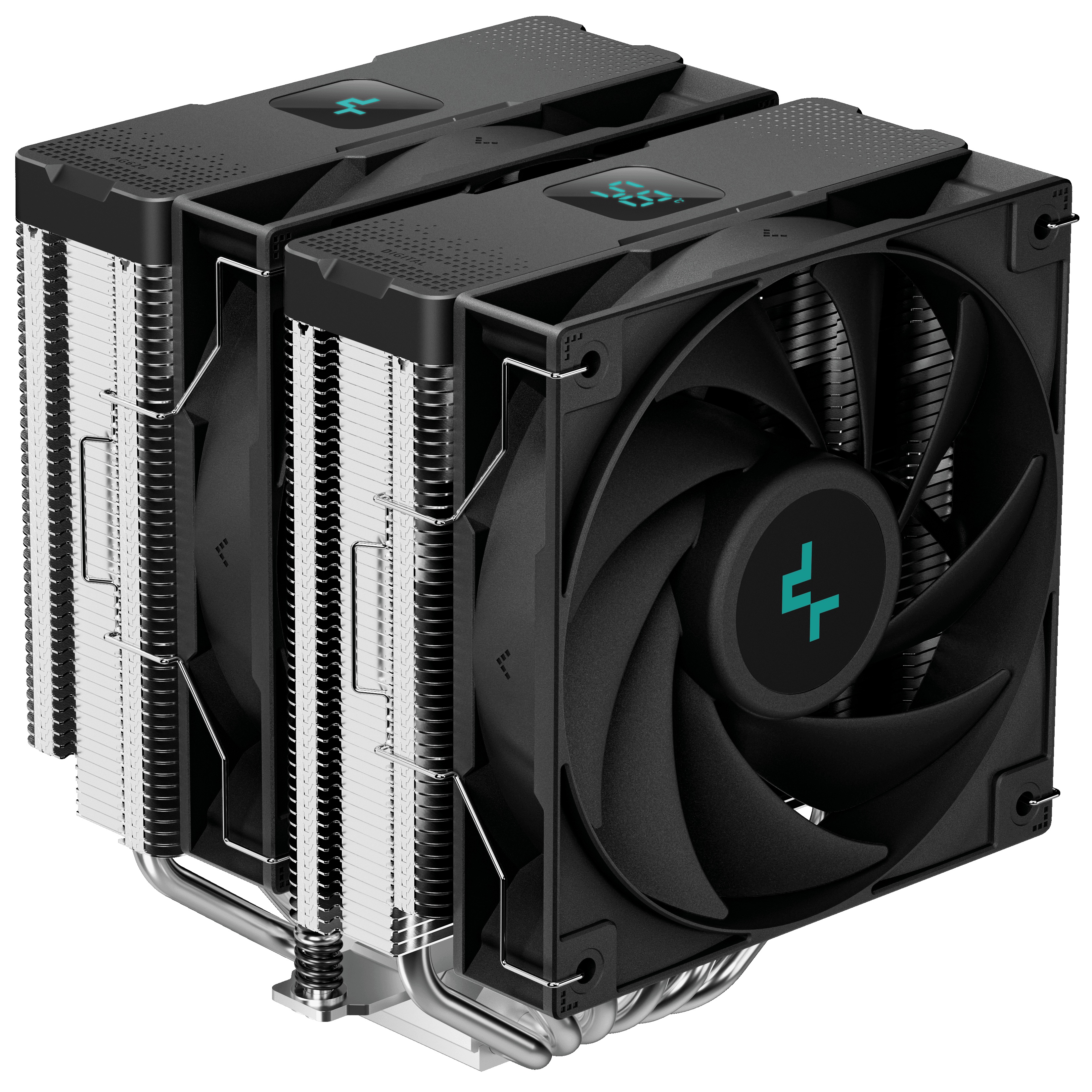 Кулер для процессора DEEPCOOL AG620 DIGITAL серебристый/черный, 120 мм, алюминий/медь, 1950 об/мин,
