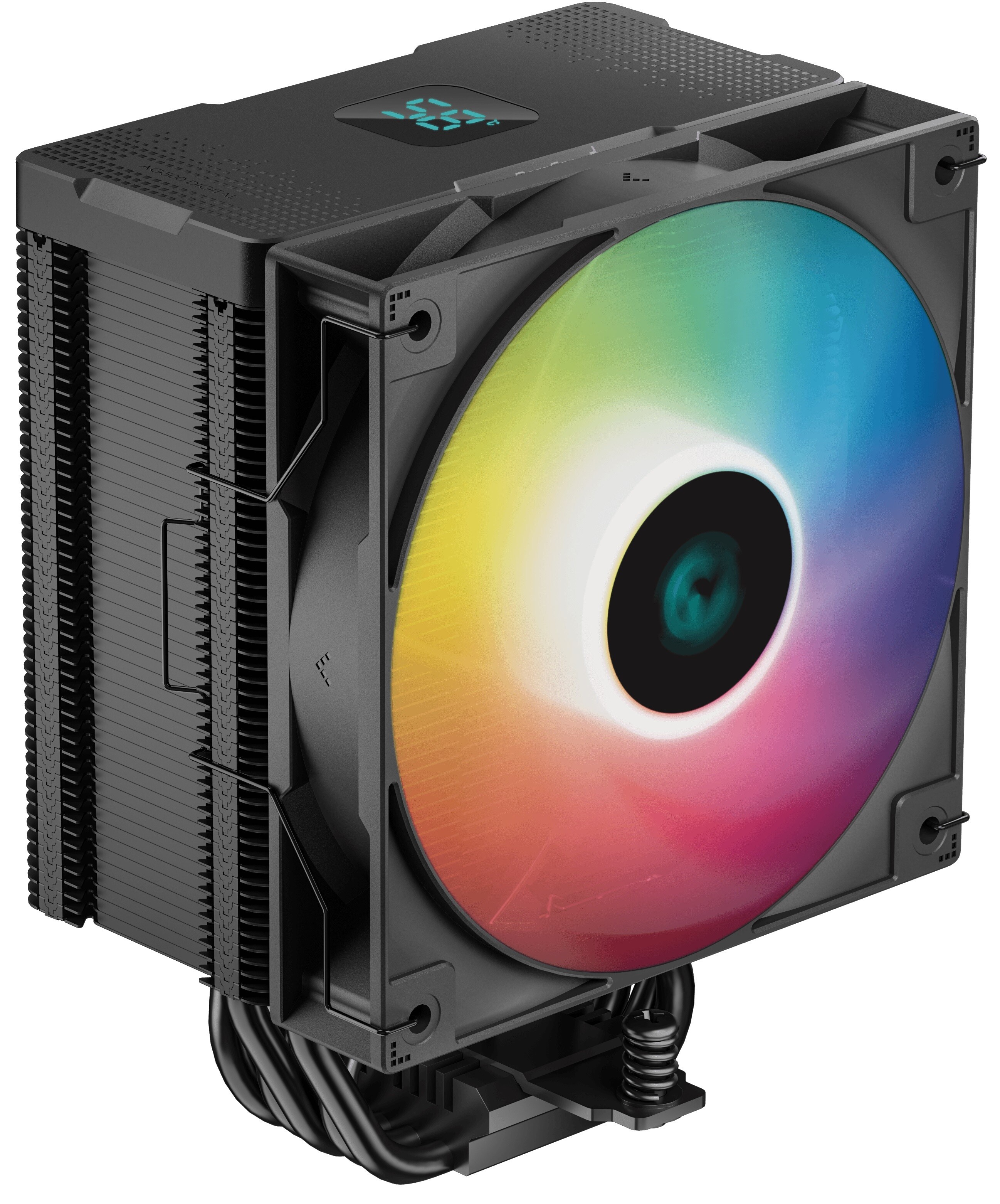 Кулер для процессора DEEPCOOL AG500 DIGITAL ARGB черный, 120 мм, алюминий/медь, 1950 об/мин, 29.4 дБ