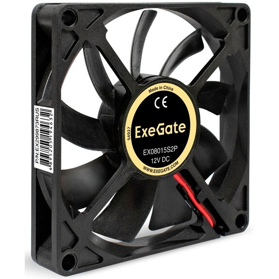 Вентилятор для корпуса ExeGate EX08025S2P черный, 80 мм, 2200 об/мин, 22.5 дБ, 2 pin