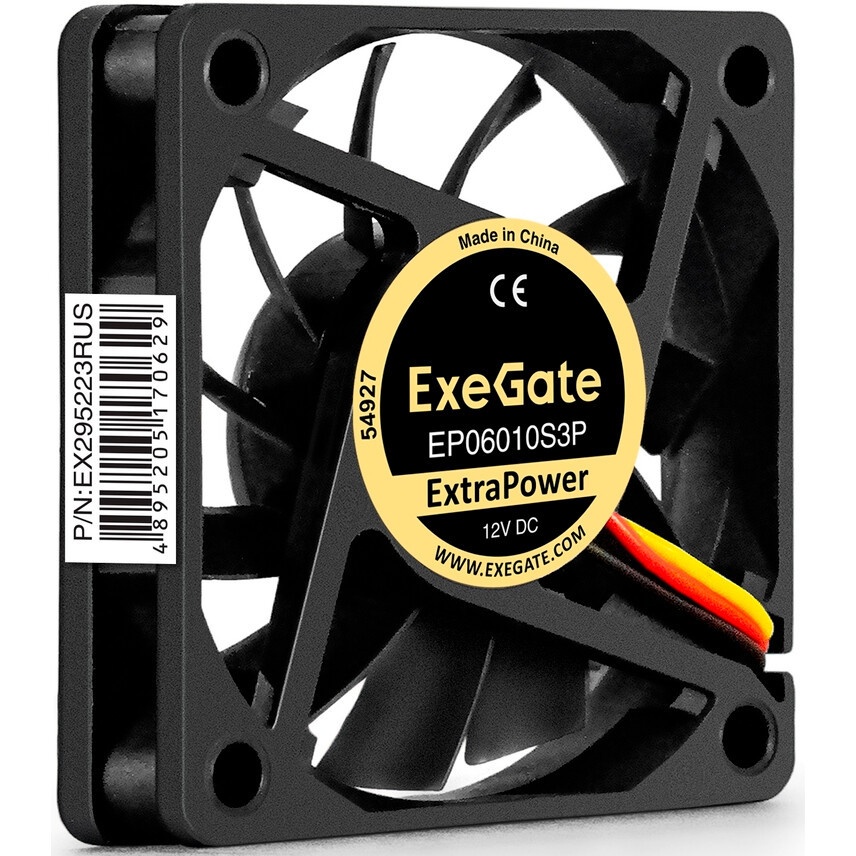 Вентилятор для корпуса ExeGate ExtraPower EP06025B3P черный, 60 мм, 4500 об/мин, 31 дБ, 3 pin