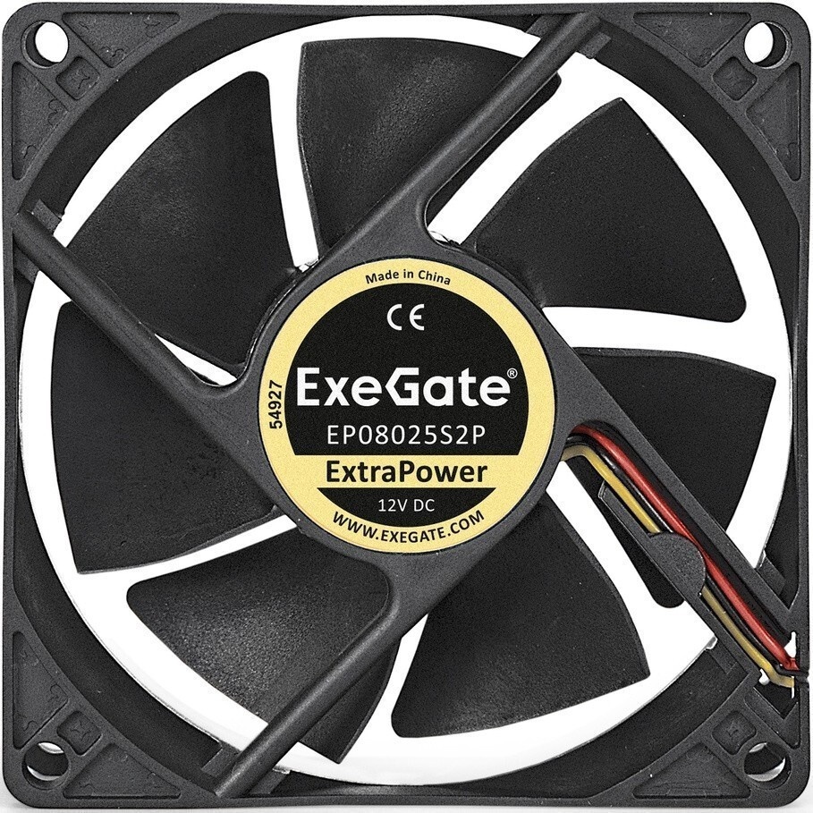 Вентилятор для корпуса ExeGate ExtraPower EP08015S2P черный, 80 мм, 2500 об/мин, 25.5 дБ, 2 pin