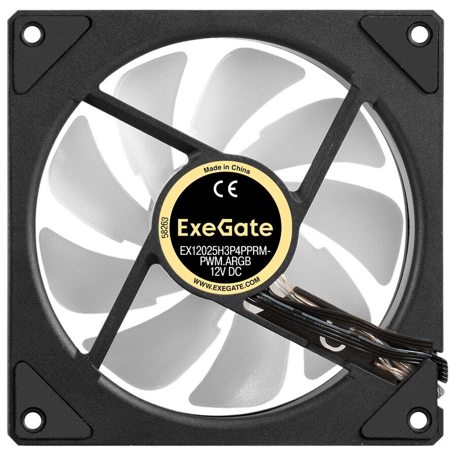Вентилятор для корпуса ExeGate EX12025H3P4PSR-PWM.ARGB черный, 120 мм, 1800 об/мин, 26 дБ, 4 pin