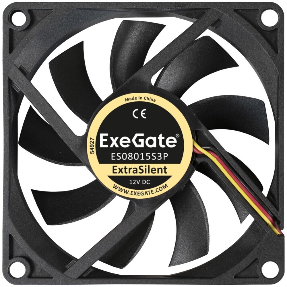 Вентилятор для корпуса ExeGate EX08025S3P-24 черный, 80 мм, 2850 об/мин, 28 дБ, 3 pin