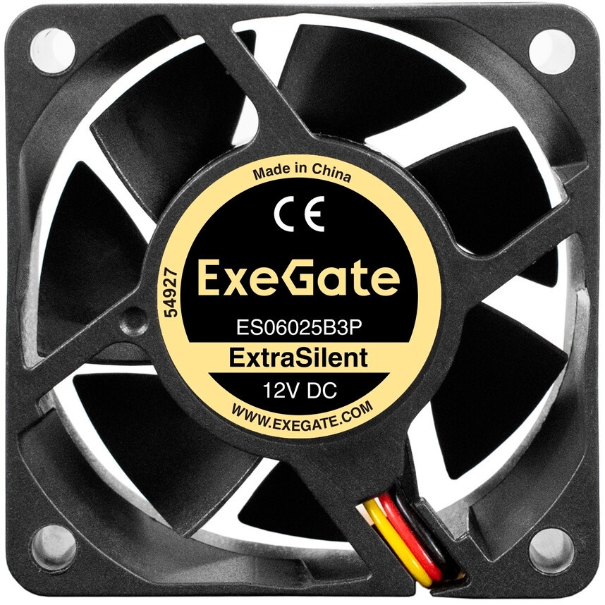 Вентилятор для корпуса ExeGate ExtraSilent ES06025B3P черный, 60 мм, 2500 об/мин, 17 дБ, 3 pin